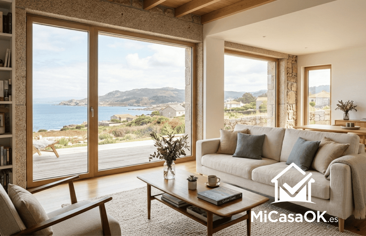 Salón luminoso y ordenado en vivienda cercana a la costa